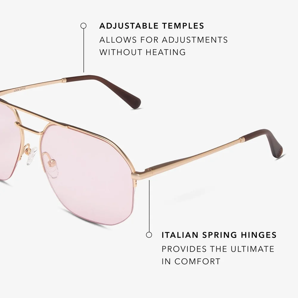 LOOK OPTIC Muse Gold Frame Pink Lens Women's Sunglasses - Picture 5 of 8